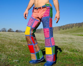 9 Color Pattern Options Mens Rave Chaps Bell Bottoms/Leggings