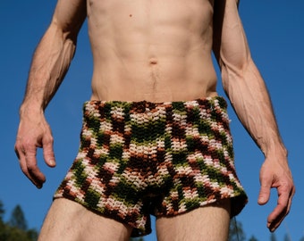 Crochet Shorts Camouflage Box Shorts Low Waist S