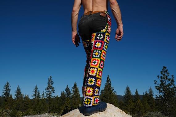 Crochet Chaps Multicolor Squares S
