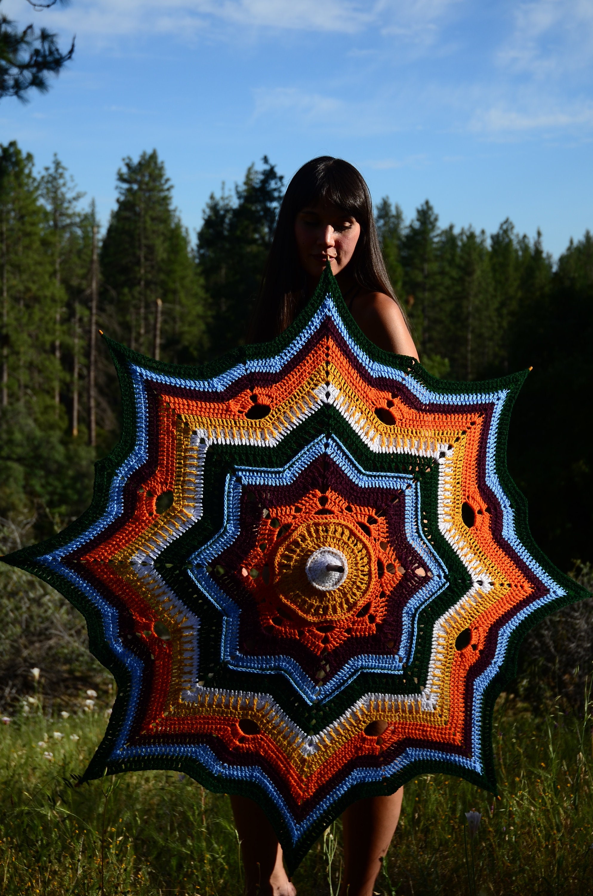 Gehäkelte Sonnenschirm Orange Sunshine Stars | Etsy