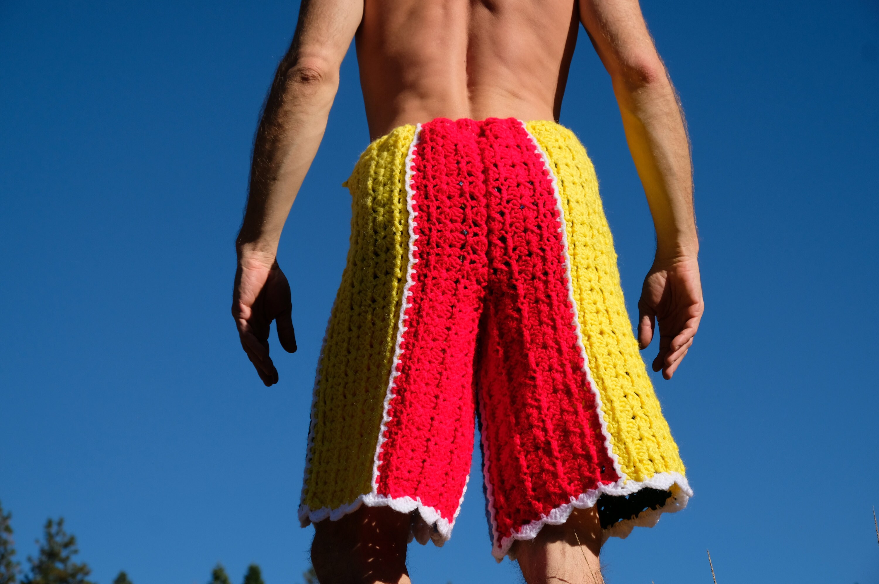 Crochet Shorts Red White Green and Blue Board Shorts XL
