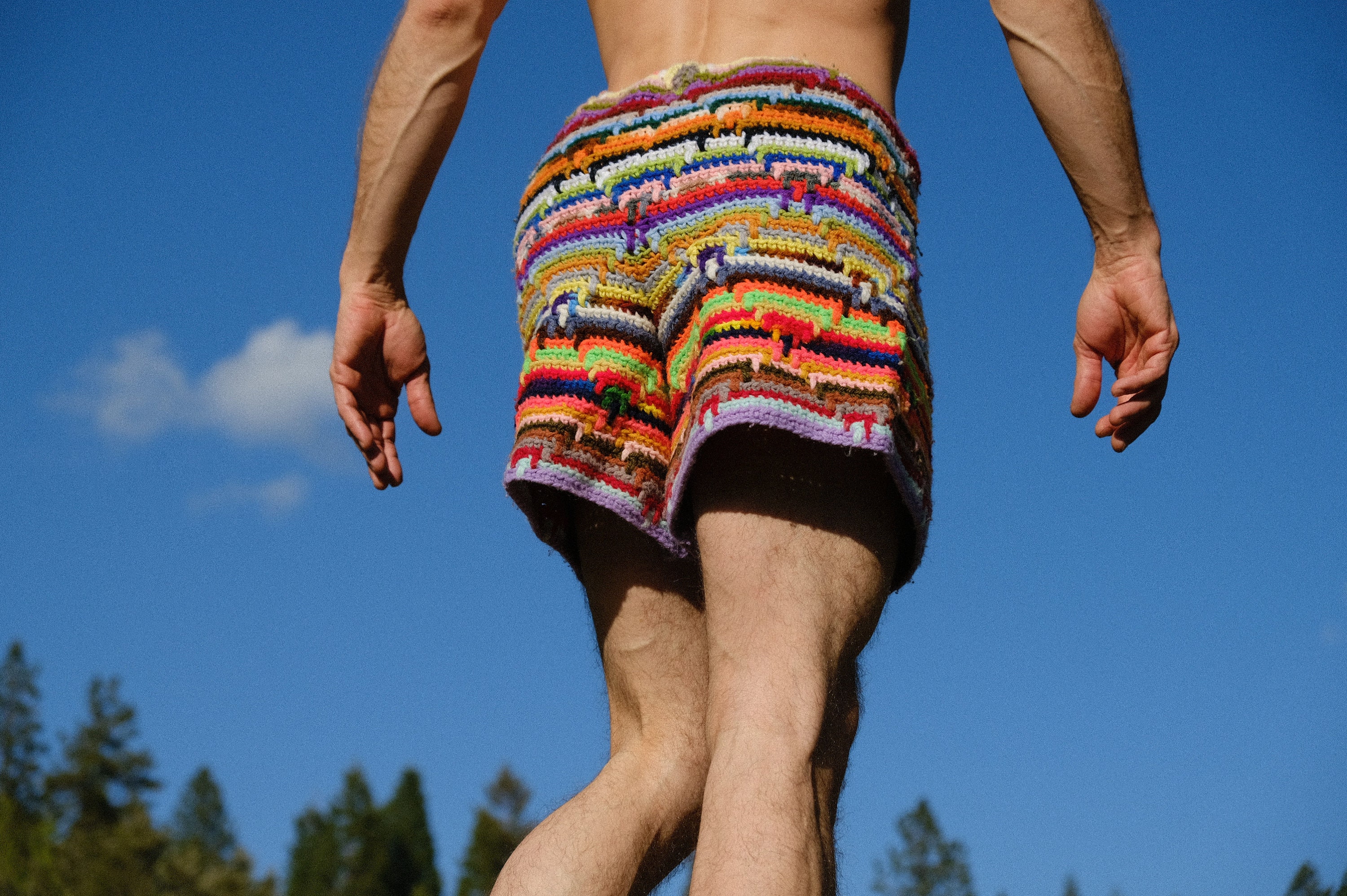 Crochet Shorts Multicolor Stripe XXL