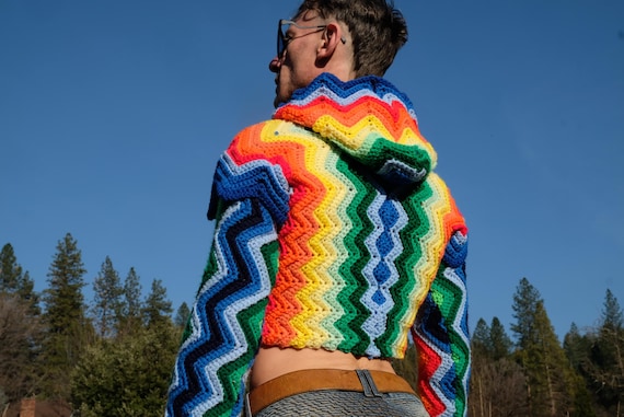 Crochet Sweater Galactic Rainbow Futuristisleeves S