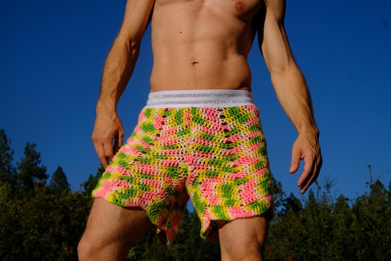 Crochet Boxing Shorts Muay Thai Pink M