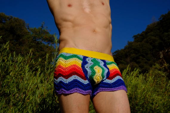 Crochet Boxer Briefs Handmade Rainbow Undies S