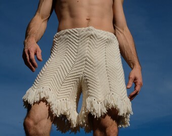 Crochet Shorts Ivory Mega-fringe L