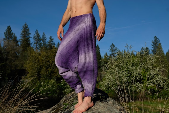 Knit Harem Pants Lavender Swirl Baggy DropCrotch M