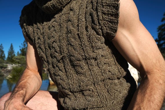 Knit Suit 2 Piece Shorts and Turtleneck Olive Velour M