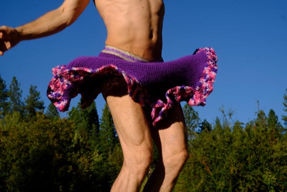 Knit Skirt Hand-knit Purple Ruffles M Any Size