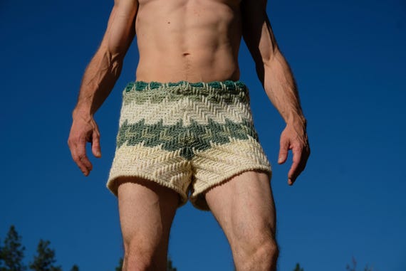 Crochet Shorts Sage Green Ivory White M