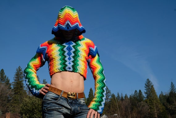 Crochet Sweater Galactic Rainbow Futuristisleeves S