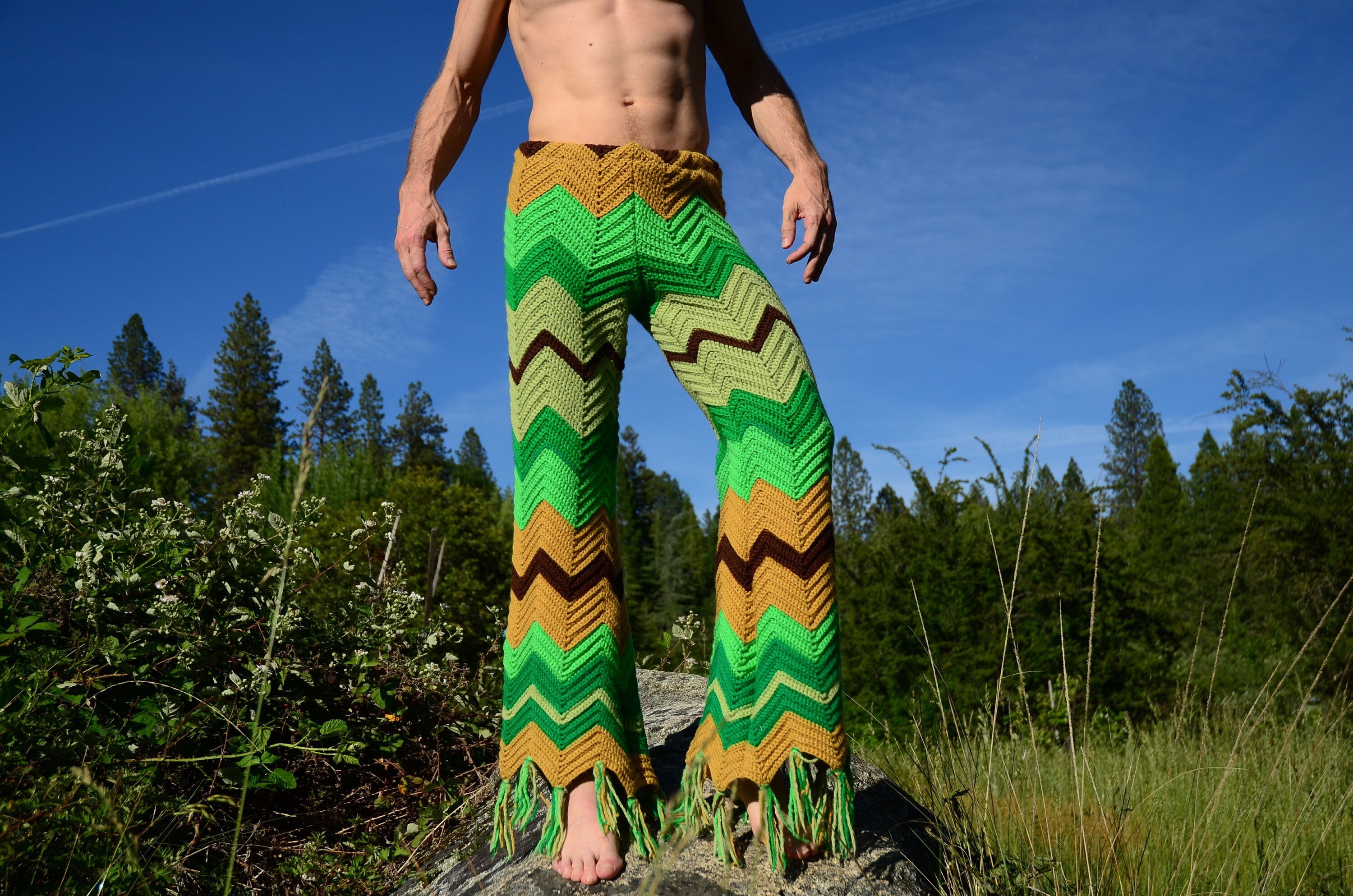 Crochet Pants Wool ZigZags and Fringe