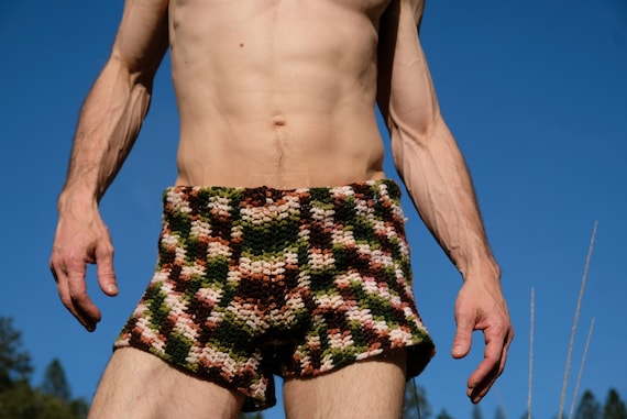Crochet Shorts Camouflage Box Shorts Low Waist S