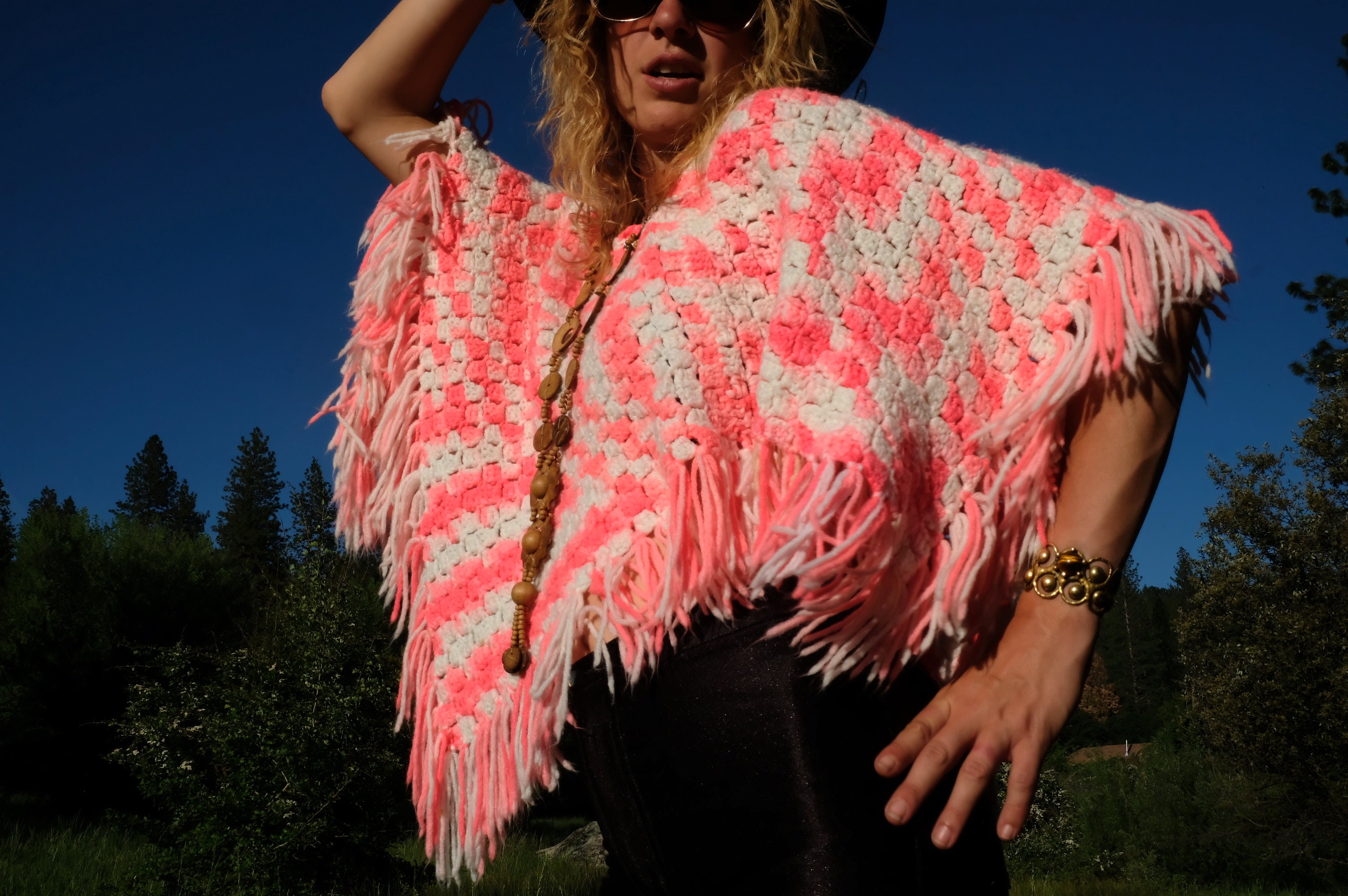 Holly Sequin Crochet Fringe Poncho main image 1