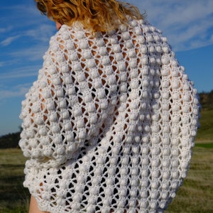 Crochet Shrug White Popcorn Stripes M