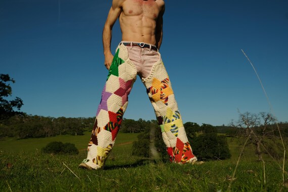 Crochet Chaps Stars on White L