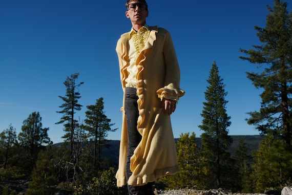 Knit Robe Yellow Ruffles M