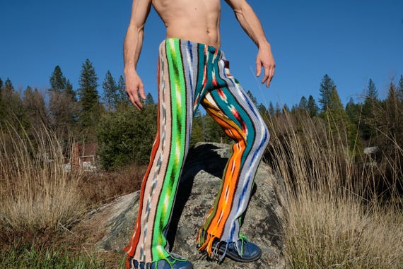 Crochet Pants Southwest Stripes and Pocket