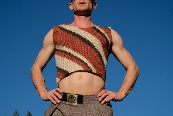 Crochet Sweater Vest Diagonal Lines Super Soft XS
