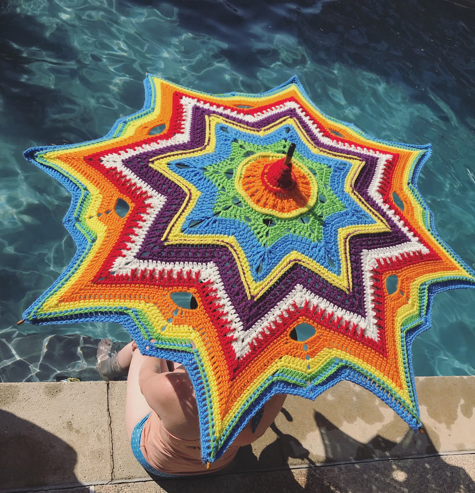 Crochet Parasol Rainbow Stars Etsy