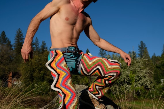 Crochet Chaps Rainbow Side Point ZigZags S