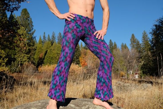 Crochet Pants Variegated Forest Purple Flares S