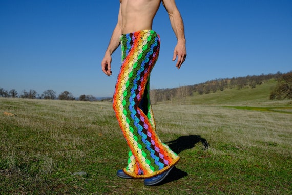 Crochet Pants Rainbow Stripe XL