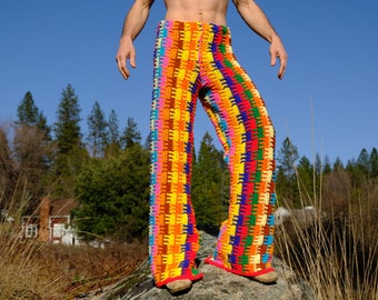 Crochet Pants Neon Rainbow Basket XL