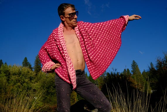 Crochet Shrug Cape 2-tone Pink Galactic Shoulders and Sleeves