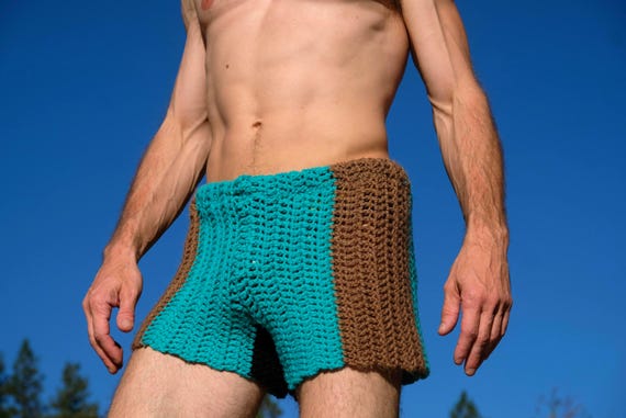 Crochet Shorts Turquoise Beige and Black L