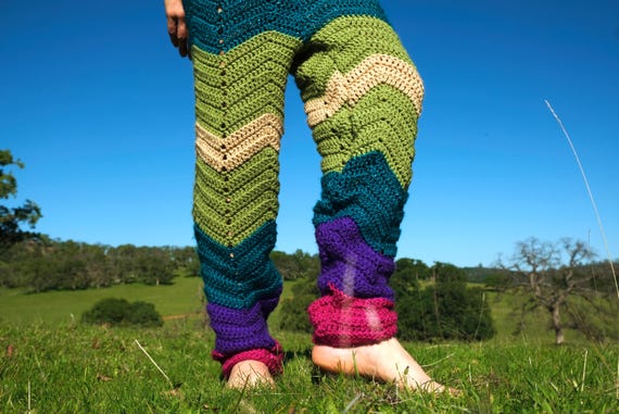 Crochet Pants Sparkly Mardi Gras Drop Crotch M