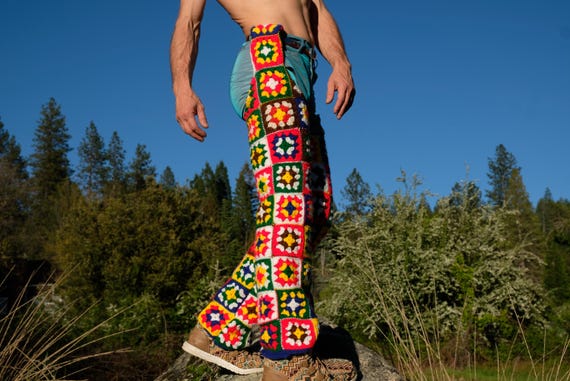 Crochet Chaps Multicolor Squares S