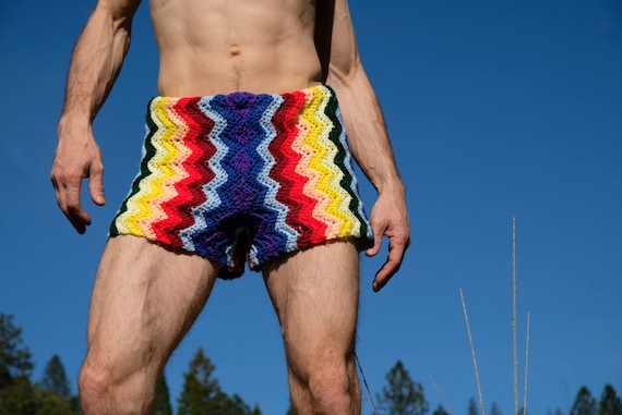 Crochet Shorts Rainbow ZigZag Pride Shorts M