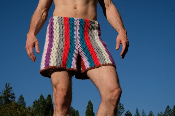 Crochet Shorts Random Color Bars L