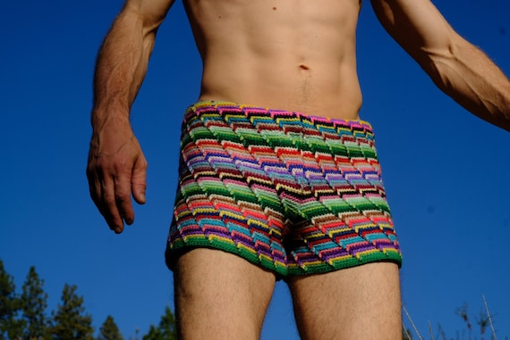 Crochet Booty Shorts Rainbow Wool M