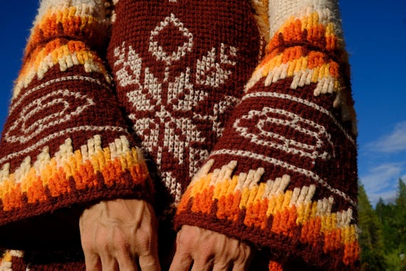 Crochet Sweater Dress Hoodie Psychedelic Flower Decal S