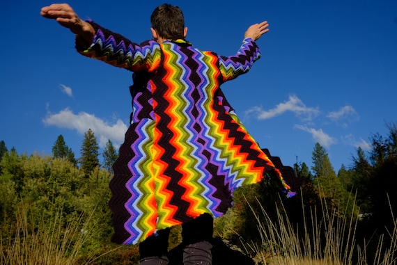 Crochet Tailcoat Rainbow Stripes S