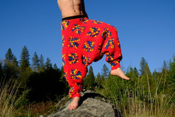 Crochet Hammer Pants Red Diamonds L