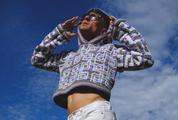 Crochet Hoodie Celtic Crosses And Tetris Forms S