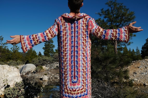 Crochet Robe Desert Hues and Large Collar M