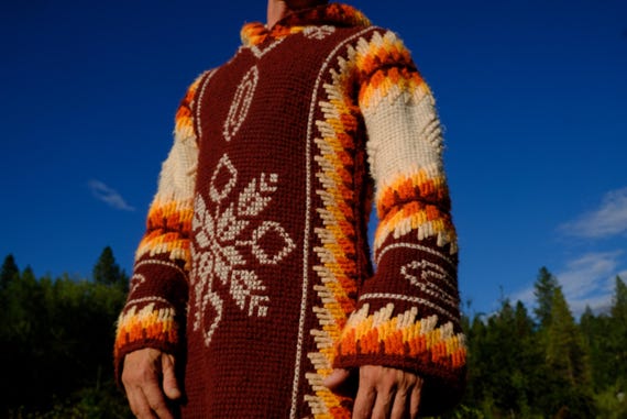 Crochet Sweater Dress Hoodie Psychedelic Flower Decal S