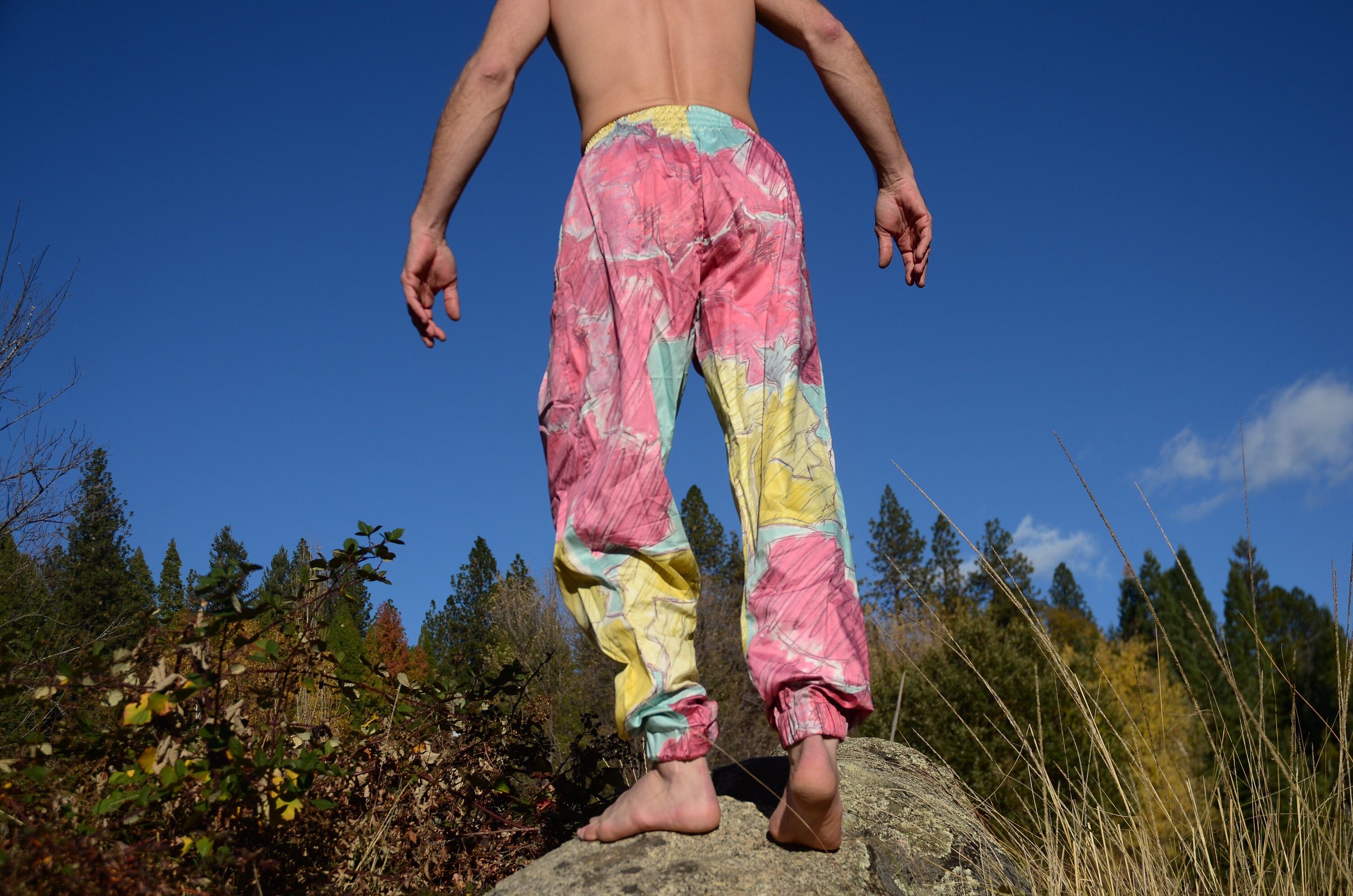 Hammer Pants 1980s Mercerized Cotton Pink Yellow Turquoise Hammer Pants 1980s Mercerized Cotton Pink Yellow Turquoise