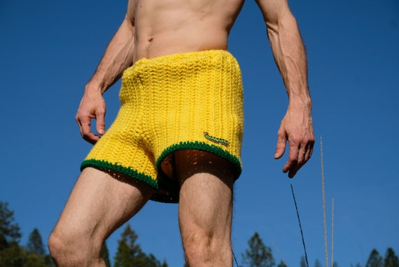 Crochet Shorts Bright Yellow Caterpillar M