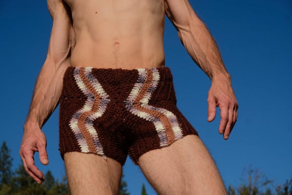 Crochet Shorts Brown Chevrons S