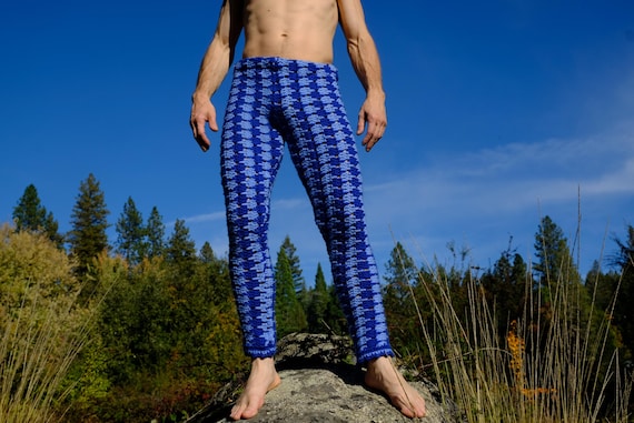 Crochet StretchPants Ultra Soft 2 Tone Blue and Navy Comfy M