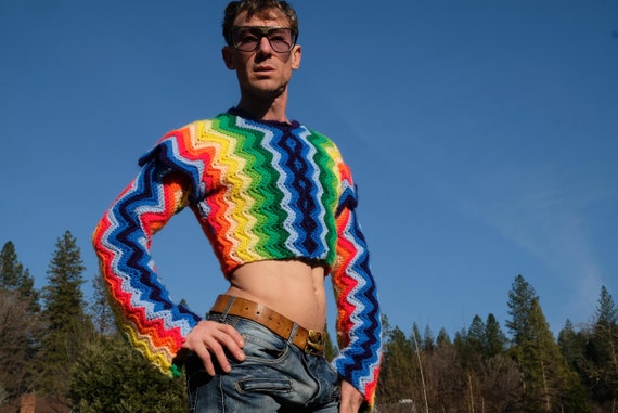 Crochet Sweater Galactic Rainbow Futuristisleeves M Soft