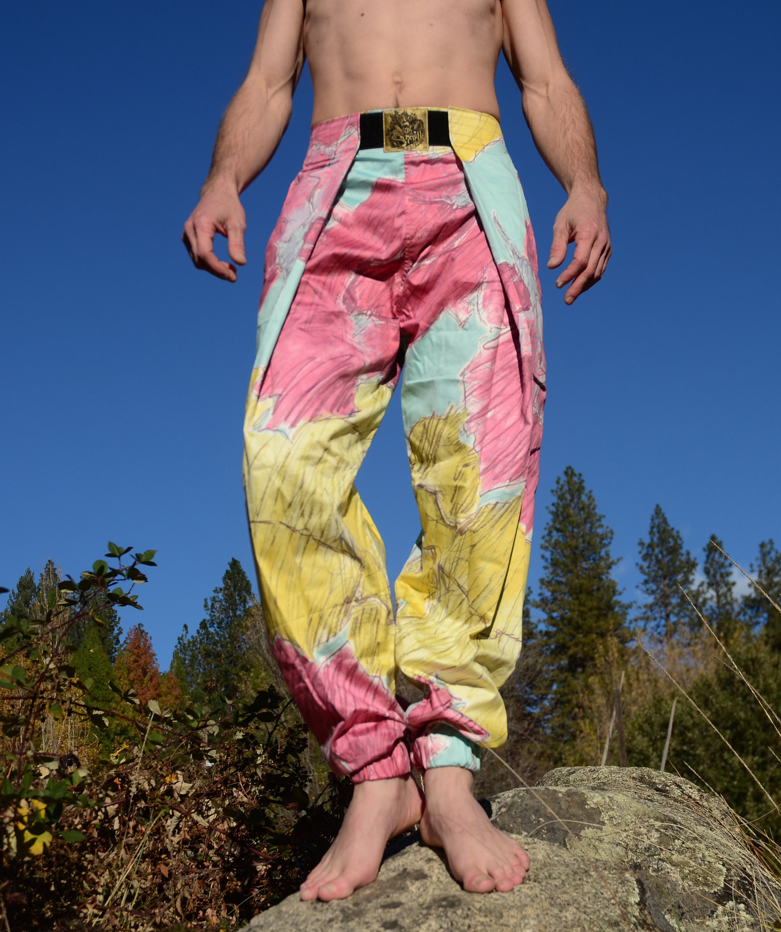 Hammer Pants 1980s Mercerized Cotton Pink Yellow Turquoise Splash Lord ...