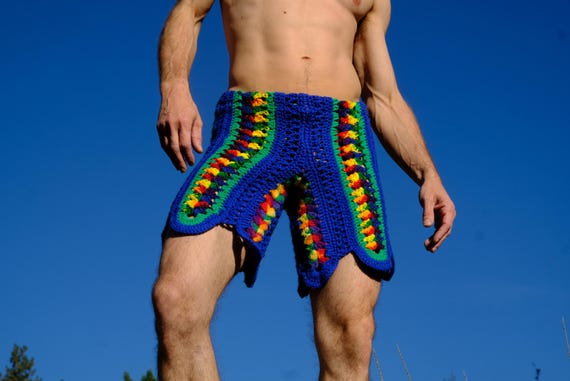 Crochet Shorts Rainbow Stripes and Points S