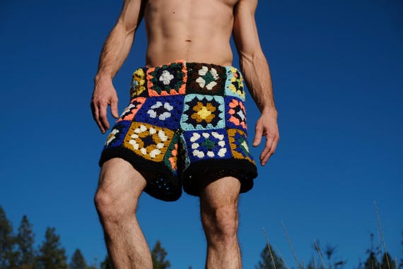 Crochet Board Shorts Dark Earth Tones Extremely Soft L