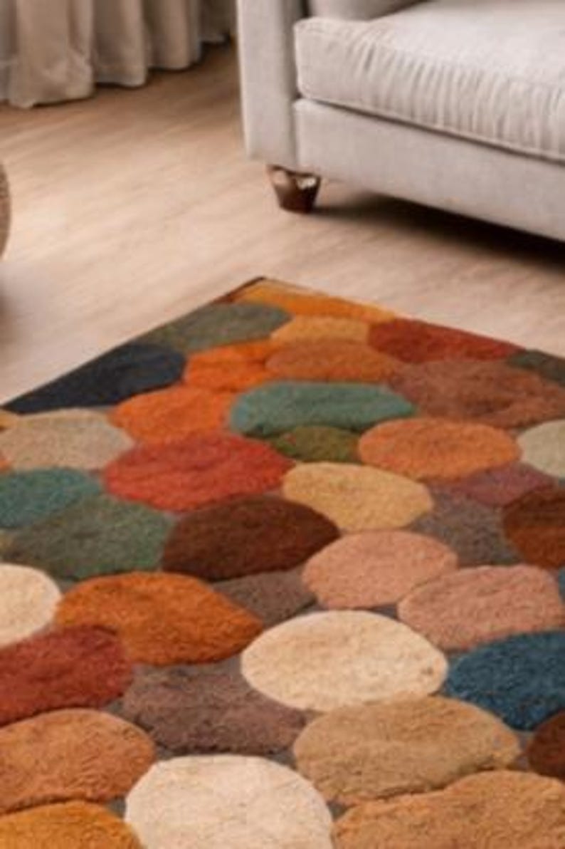 Hand Tufted Wool Area Rug Modern Abstract Colorful Living Room Carpet ...